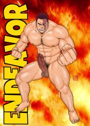 1boy abs angry arm_hair artist_signature balls banjyaku bara beard_stubble beefy biceps big_areola big_breasts big_glans big_hands big_penis blue_eyes boku_no_hero_academia breasts broad_shoulders burn_scar censored censored_balls censored_penis chest_hair clenched_hand collarbone completely_nude daddy dark_penis dilf eight_pack endeavor_(my_hero_academia) enji_todoroki erection eyebrow_scar feet fighting_stance fire fire_background flame foreskin foreskin_folds frenulum frown full_body gay hi_res huge_cock hunk leg_hair legs_apart long_penis looking_at_viewer male male_only manly mature_male muscles muscular muscular_arms muscular_legs muscular_male muscular_neck muscular_thighs mustache_stubble my_hero_academia navel nude pecs penis penis_bigger_than_head pointless_censoring pubic_hair quadriceps red_glans red_hair retracted_foreskin scar scar_across_eye scar_on_face short_hair six_pack small_feet solo spiky_hair standing text thick_eyebrows thick_legs thick_penis thick_thighs toes tough_guy triceps uncircumcised uncut veiny_penis yaoi