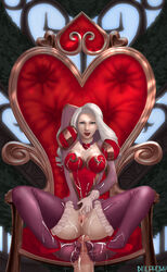 ashe_(league_of_legends) cum doctorproxy female footjob footjob_with_legwear heartbreakers_series heartseeker_ashe league_of_legends male penis pussy riot_games thighhighs uncensored