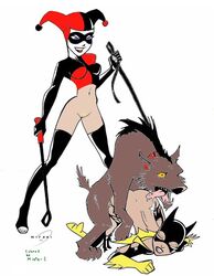 2girls all_fours babies_(dc) barbara_gordon batgirl batman:_the_animated_series batman_(series) bestiality bottomless bottomless_female bud bud_or_lou collar dc_comics dcau doggy_style female harley_quinn harley_quinn_(classic) human hyena interspecies leash leash_and_collar lou male miravi mister_e multiple_females no_panties pussy straight the_babies the_new_batman_adventures zoophilia