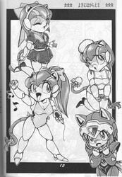 1990s 1992 1girls 20th_century anthro armor breasts comic domestic_cat dress feline female furry greyscale helmet kemono mammal monochrome multiple_views open_mouth polly_esther potta_fuji-chan samurai_pizza_cats short_hair straight_hair