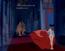 1boy 1girls ass beast_(disney) beauty_and_the_beast_(1991_film) belle_(beauty_and_the_beast) bullfighter cape cloak disney disney_princess female fur human indoors interspecies male matador mickey_ears night nude pussy rooler34 standing toreador torero