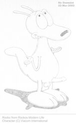 2002 anthro black_and_white furry male marsupial nickelodeon pencil_(artwork) rocko rocko's_modern_life sir_drawalot sketch solo tagme