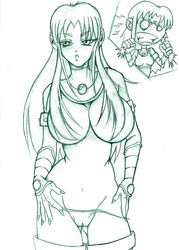 00s 2000s 2d 2girls angry blackfire dc dc_comics female female_only hair_censor komand'r monochrome panties panty_pull siblings sisters starfire straight_hair tamaranean teen_titans topless