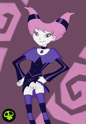 dc_comics dcau female_only jinx_(dc) purple_hair reaver smooth_skin teen_titans