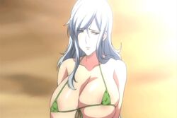 animated bikini breast_press breasts cleavage demonion demonion_~maou_no_chika_yousai~ erect_nipples female huge_breasts nipples screencap vanessa_cromwell