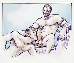 2boys beard beefy biceps blonde_hair chris_hemsworth chris_pratt cocky daddy facepaint gay grahamgroans guardians_of_the_galaxy huge_cock human human_only licking_penis light-skinned_male light_skin male male/male male_only manly marvel muscular not_furry peter_quill precum starlord thor_(marvel) thor_(series) tough_guy uncut yaoi