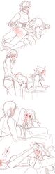 2girls arched_back blowjob blush blushing comic doggy_style eye_patch fellatio female love low_res moaning monochrome multiple_girls rough_sketch ruby_rose rwby spanking strap-on strap-on_over_clothes tagme weiss_schnee white_rose_(ship) yuri