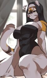 1girls big_breasts breasts female long_gloves looking_at_viewer looking_down muscular muscular_anthro muscular_female muscular_thighs mx99926 nun nun's_habit short_hair sole_female solo solo_female solo_focus tail thick_thighs tiger tiger_ears tiger_girl tiger_print tiger_stripes tiger_tail wide_hips