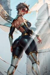 1girls ai_generated athletic athletic_female big_ass big_breasts breasts brown_hair circular_glasses female female_focus female_only fit_female large_breasts league_of_legends looking_at_viewer looking_back muscular_back pov pov_eye_contact red-tinted_eyewear red_glasses riot_games sentinel_vayne short_hair solo solo_female solo_focus sunglasses tagme the_ruined_king_saga thick_thighs tinted_eyewear vayne