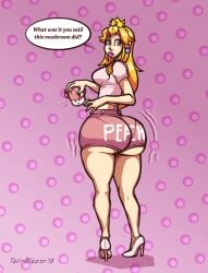 1girls 2018 ass_expansion blonde_hair from_behind giant_ass high_heels huge_ass mario_(series) mushroom nintendo pinup princess_peach tagme tail-blazer wide_hips