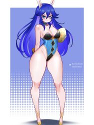 1girls alternate_costume bare_legs blue_eyes blue_hair breasts bunny_ears bunny_girl bunnysuit cleavage female female_only fire_emblem fire_emblem_awakening fire_emblem_heroes jaxartdump legs leotard long_hair lucina_(fire_emblem) lucina_(spring)_(fire_emblem) medium_breasts nintendo official_alternate_costume smile solo spring very_long_hair