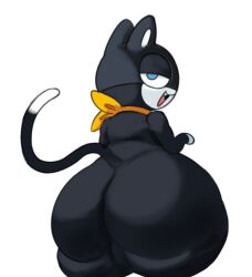 anthro_cat ass_focus bandana_on_neck big_ass bubble_butt curvy_figure curvy_male elchilenito fat_ass feline feline_humanoid huge_ass morgana_(persona) simple_background staring_at_viewer tagme thick_thighs wide_hips