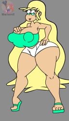 1girls 2d big_ass big_breasts big_butt grey_background leni_loud long_hair looking_at_viewer nipple_bulge the_loud_house thick_thighs watermark xsherlock420_(artist)