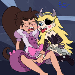 1boy 1girls bluejr blush canon_couple crossdressing disney dress femboy femboy_on_female long_hair marco_diaz open_mouth penis princess_marco pussy star_butterfly star_vs_the_forces_of_evil straight trap