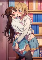 ai_generated kanojo_okarishimasu kissing mizuhara_chizuru nanami_mami netorare tagme yuri