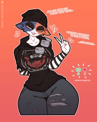 1girls absurd_res anthro cat_ears cat_humanoid catgirl english_text female female_focus female_only fortnite furry hi_res hourglass_figure kerosin looking_at_viewer meow_skulls_(fortnite) peace_sign smiling_at_viewer strip_game tagme text thick thick_thighs