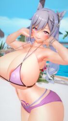 1girls 3d armpits big_breasts big_thighs bikini breasts busty female genshin_impact gigantic_breasts gigantic_thighs hands_behind_head heart-shaped_pupils huge_breasts huge_thighs keqing_(genshin_impact) koikatsu large_breasts large_thighs looking_at_viewer massive_breasts massive_thighs navel pubic_tattoo swimsuit taf4mad tattoo thick_thighs thighs voluptuous wide_thighs