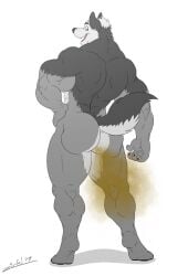 anthro ass biceps canid canine canis exhibitionism fart fart_cloud hi_res juano looking_back male male_fart mammal manly muscular muscular_anthro muscular_butt muscular_male nude open_mouth pose presenting presenting_hindquarters raised_tail smelly solo tail thick_thighs wolf