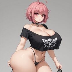 ai_generated baggy_clothing big_ass big_breasts emo pink_hair thong wide_hips