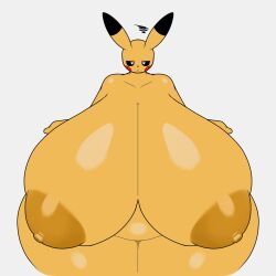 big_breasts breasts female huge_breasts pikachu pokémon_(species) pokemon pokemon_rgby tha_randomu thick_thighs trandomu venus_body wide_hips