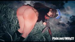 animated ass_shake big_ass black_hair diesel_(nikke) forest goddess_of_victory:_nikke tagme