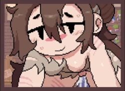 animated blush brown_hair cum cum_in_pussy cum_inside cute female_focus game_cg lilmoonie nipples on_top petite pixel_animation pixel_art princess_and_conquest ripped_clothing scars scars_all_over short_playtime small_breasts sound straight tagme video wendigo_princess_(princess_and_conquest) wholesome