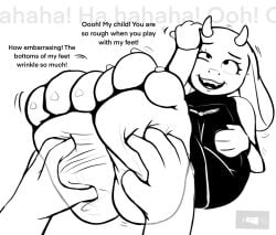 1girls 2d dialogue dummycervine english_text feet foot_fetish furry humanoid meaty_soles monster_girl tagme talking text tickling tickling_feet toriel undertale undertale_(series) wrinkled_soles