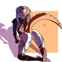 absurd_res anthro archer argonian ass bethesda_softworks bodily_fluids bottomwear clothed clothing desert female foxmelra genital_fluids hajjeke heat_(temperature) hi_res no_underwear orange_body orange_scales orange_tail pants pit_organ scales scalie solo tail the_elder_scrolls the_elder_scrolls_online tight_bottomwear tight_clothing tight_pants translucent translucent_clothing vaginal_fluids wet wet_clothing