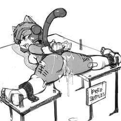 1girls 2013 after_sex anthro anus ass bound breasts bubble_butt cum cum_drip cum_in_ass cum_in_pussy cum_inside domestic_cat dripping feline female furry helmet kemono kevinsano lying mammal monochrome on_front polly_esther presenting public_use pussy restrained samurai_pizza_cats sideboob solo spread_legs spreading tail tally_marks thick_thighs wide_hips