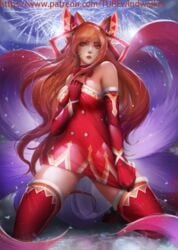 ahri female female_only league_of_legends snowdown solo windwalker winter_wonder_ahri