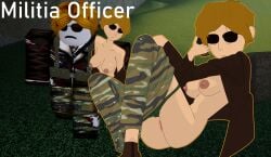 1girls apocalypse_rising apocalypse_rising_2 areolae artist_request breasts female militia_officer nipples open_jacket panties_down pants_down pussy reference_image roblox roblox_game robloxian source_request sunglasses tagme