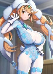 1girls blonde_hair breasts bunny_ears bunnysuit core_crystal cosplay dahlia_(xenoblade) female gonzarez hourglass_figure huge_breasts jewelry large_breasts looking_at_viewer mythra nintendo paws snow thick_thighs very_long_hair wide_hips xenoblade_(series) xenoblade_chronicles_2 yellow_eyes