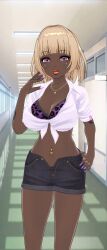 before_and_after bimbo bimbofication breast_expansion breasts dark-skinned_female ebonization female large_breasts nemblacktype3 post_transformation race_swap thick_thighs transformation wide_hips