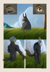 absurd_res asinus ass canid canine canis comic donkey equid equine hi_res long_ears male mammal muscular muscular_male nature nude siren_head storm tail timberdonk wolf