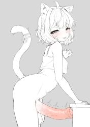 1futa animal_ears animal_penis balls big_penis blonde_hair breasts cat_ears catgirl clothed clothing erection face_markings futa_only futanari horsecock huge_cock humanoid kemonomimi light-skinned_futanari light_skin mostly_nude penis red_eyes short_hair sleepypudding solo squchan_(vtuber) virtual_youtuber vyugen