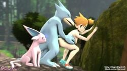 1boy 1girls 3d anal anal_penetration animated ass_grab breasts completely_nude creatures_(company) cum cum_drip cum_in_ass double_penetration espeon female female_human/male_feral game_freak glitched_securitron golduck green_eyes gym_leader interspecies kasumi_(pokemon) male misty_(pokemon) mp4 naked nintendo nude nude_female orange_hair pokémon_(species) pokemon pokemon_(anime) pokemon_(species) pokephilia sex_from_behind sex_toy side_ponytail sound vaginal_insertion vaginal_penetration video