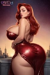 1girls ai_generated aiporndude big_ass big_breasts big_butt curvaceous curvy curvy_body curvy_female curvy_figure disney dress earrings female from_behind hourglass_figure huge_ass huge_breasts hyper_hourglass jessica_rabbit large_ass large_breasts large_butt lips lipstick long_hair looking_at_viewer looking_back makeup outdoors outside pawg red_hair redhead sideboob skin_tight skindentation solo solo_female solo_focus thick thick_ass thick_legs thick_thighs wavy_hair who_framed_roger_rabbit