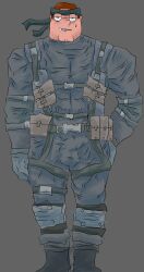 1boy bulge_through_clothing family_guy fortnite fortnite:_battle_royale peter_griffin solid_snake_(cosplay) tight_clothing