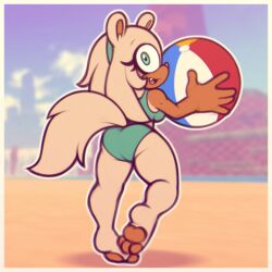 2d 2d_artwork ass beach beach_background beach_ball beige_fur big_ass big_breasts big_butt bikini brown_fur bubble_ass bubble_butt coco_the_ferret cocomaniadx diadem eyelashes oc original_character pink_nose sega sonic_(series) sonic_the_hedgehog_(series) stunnerpony swimsuit tail thick_ass thick_thighs turquoise_eyes