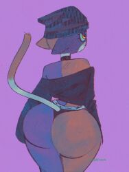 1girl 1girls 2023 2023s 3:4 anthro back_view beanie beanie_hat belly_button big_ass big_breasts black_beanie black_thong blue_body blue_fur breasts brown_body brown_fur calico_cat calvin_klein child_bearing_hips claws collar curvy_female curvy_figure domestic_cat ear_piercing epic_games eyebrows eyelashes eyeshadow felid feline felis female female_focus female_only fish_hook_piercing fortnite fortnite:_battle_royale furry furry_only grey_body grey_fur half-closed_eyes hat hi_res huge_ass huge_thighs mammal meow_skulls_(fortnite) meowskulls navel nude pear-shaped_figure pear_shaped portrait sharp_claws signature solo tagme tan_body tan_fur thick_thighs thong three-quarter_portrait underwear voluptuous wide_hips wolftang yellow_eyes