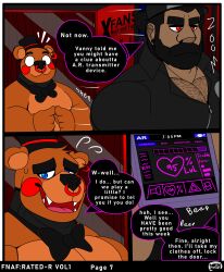 anthro bear comic dialogue five_nights_at_freddy's five_nights_at_freddy's:_security_breach fred7298nsfw humanoid imminent_sex male male_only muscle muscular nose_ring pecs toy_freddy_(fnaf)