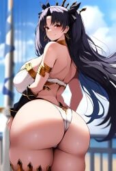 1girls ai_due ai_generated alternate_breast_size bare_legs big_butt black_hair curvaceous curvy_female fat_ass fate/grand_order fate_(series) female female_only goddess huge_breasts ishtar_(fate) large_breasts panties red_eyes solo twintails voluptuous voluptuous_female