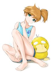 chaesu green_eyes kasumi_(pokemon) legs misty_(pokemon) orange_hair pokemon pokemon_rgby psyduck red_hair simple_background