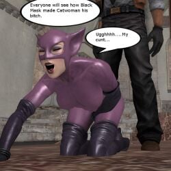 3d alstair2 batman:_arkham_city batman_(series) black_mask_(dc) catwoman catwoman_(arkham) catwoman_(arkham_city) catwoman_(long_halloween) comic comic_page cuntbusting dc dc_comics low_blow roman_sionis selina_kyle