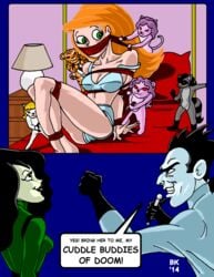 abducted arms_behind_back bondage bra captured comic cuddle_buddies disney disney_channel dr._drakken female gag gagged grouchom human kidnapped kim_possible kimberly_ann_possible medium_breasts panties shego