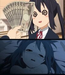 animated azusa_nakano_(k-on!) female human human_only hypnosis k-on! long_hair mind_control unknown_artist