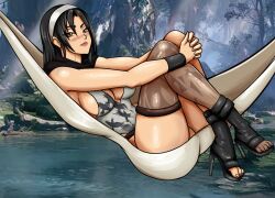 1girls alluring big_breasts black_hair brown_eyes high_heels kazama_jun kyunamaori looking_at_viewer milf namco one_thighhigh tekken tekken_2 tekken_8 tekken_tag_tournament tekken_tag_tournament_2 toeless_footwear yakushima