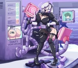 1girls bimbo bimbo_body bimbo_lips bimbofied corivas female gender_transformation high_heels huge_ass huge_breasts implied_transformation leotard lips mtf_transformation nier:_automata rubber_transformation rubberization thick_lips thick_thighs thigh_boots transformation wide_hips yorha_2b