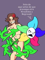 1girls angry blush covering_breasts covering_crotch duo_anti_drogas_(third_world_tournament) female humiliation iris_(third_world_tournament) nude plant spanish_text tagme tentacle third_world_tournament thorns ti-ling_(artist) vivip_(third_world_tournament) youtube youtube_hispanic