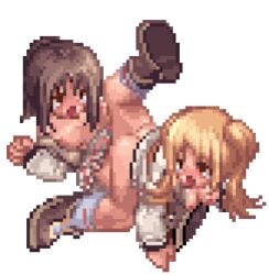 2girls ahe_gao animated animated_gif ass blonde_hair bouncing_breasts breasts breasts_out brown_hair clothed clothed/nude clothed_female clothed_rape clothed_sex female female/female female_on_female female_only female_rape game_master game_master_(ragnarok_online) gif human human_only legs legs_up lesbian lesbian_rape lesbian_sex light-skinned_female light_skin multiple_girls no_panties open_mouth pixel_animation pixel_art ponytail pussy ragnarok_online rape raped raped_girl scissoring sex short_hair tagme tears thick_thighs thighs transparent_background tribadism twintails yellow_hair yuri